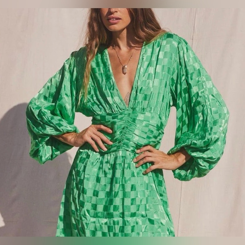 Jenn’s pirate booty Vibrant Green Checkered Dress NWT size small